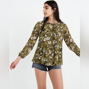 Georgette Peplum Top in Wildblooms